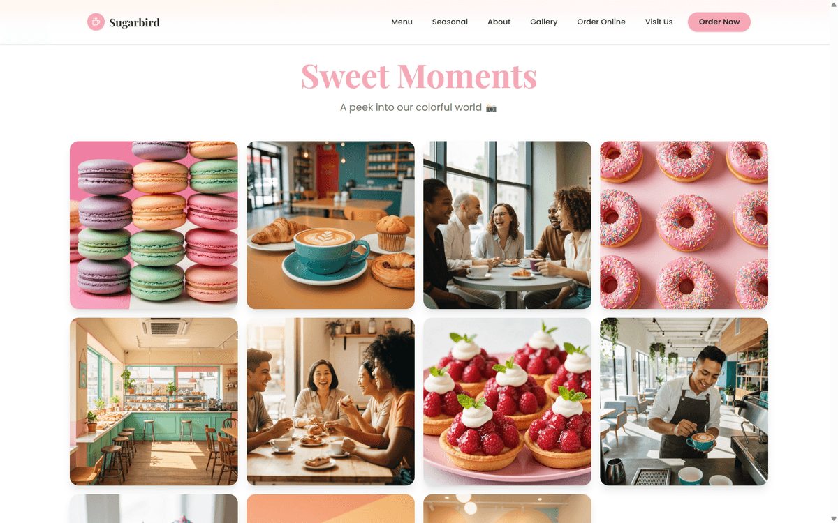 Bakery atmosphere and product gallery — Sweet Moments