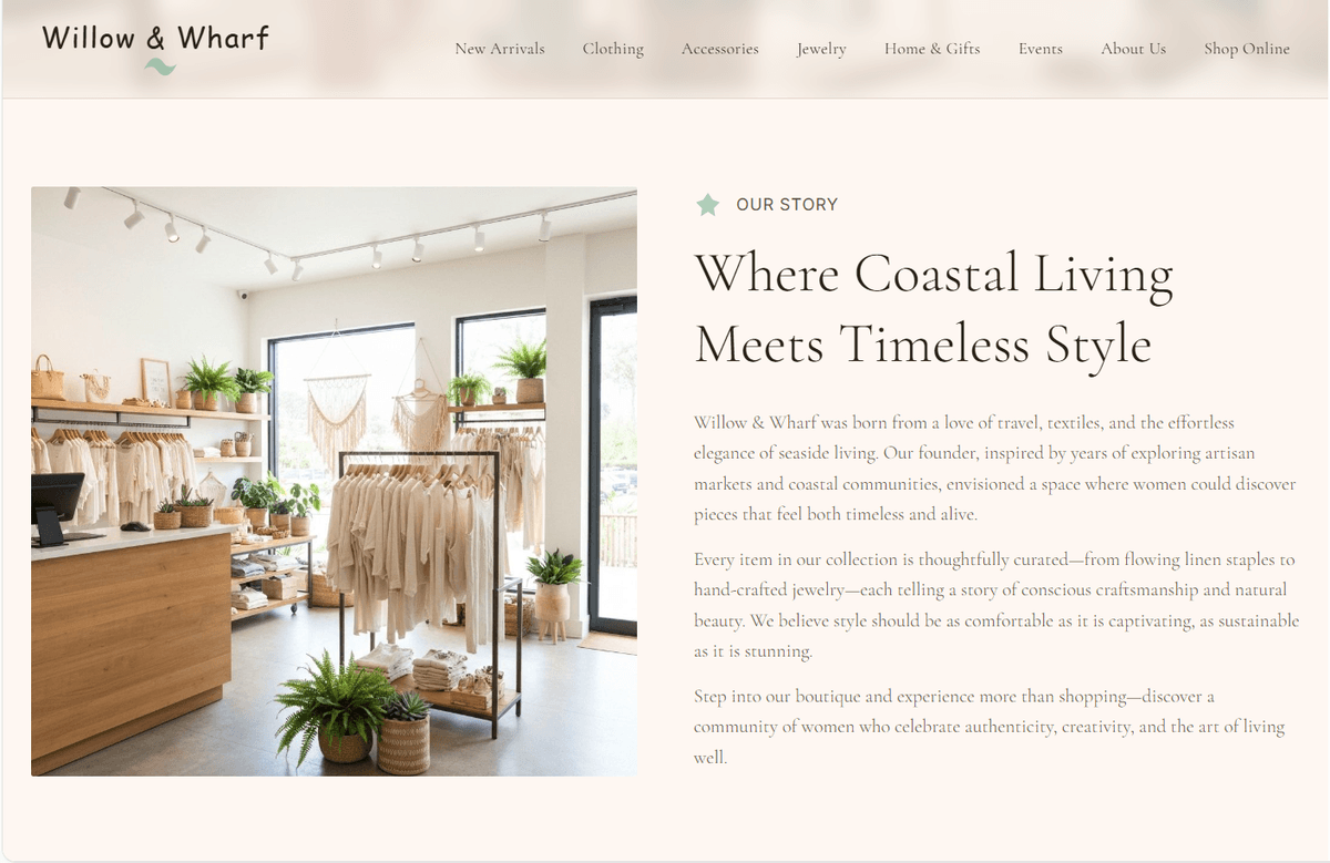 Retail brand story — founder and brand narrative that builds emotional connection