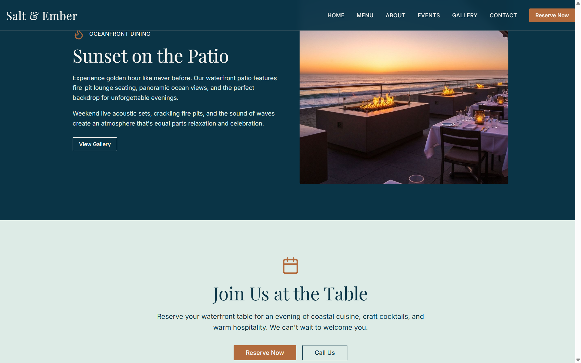 Restaurant direct reservations — Sunset on the Patio